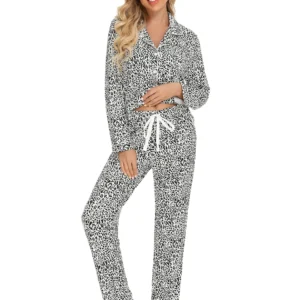 Black & White Leopard Long sleeve Sleepwear