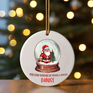 Merry & Bright Santa Snow Globe Ornament